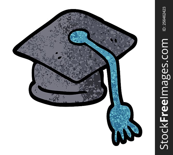 Grunge Textured Illustration Cartoon Graduation Hat