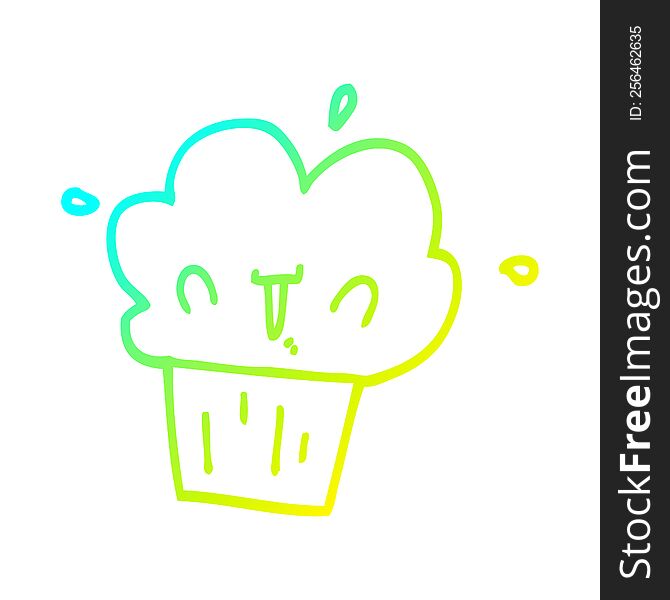 Cold Gradient Line Drawing Cartoon Cupcake