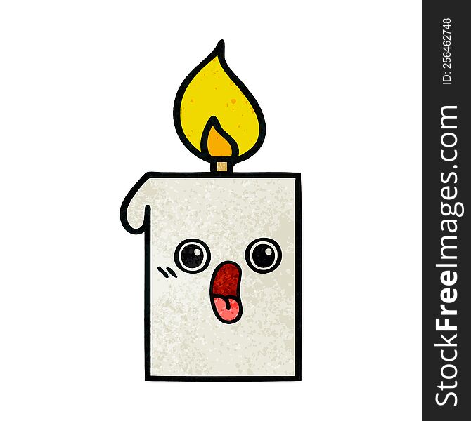 Retro Grunge Texture Cartoon Lit Candle