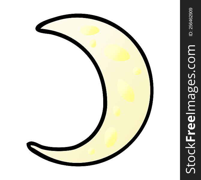 hand drawn gradient cartoon doodle of a crescent moon