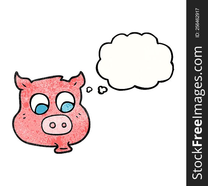 freehand drawn thought bubble textured cartoon pig