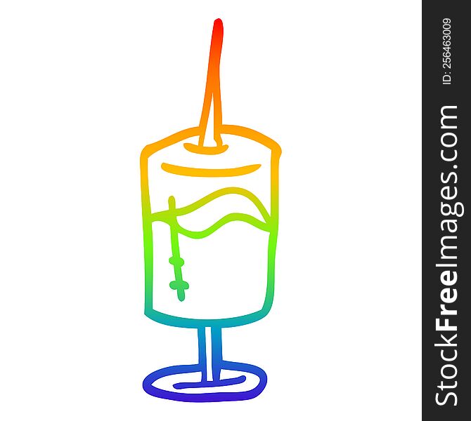 rainbow gradient line drawing of a cartoon of an injection