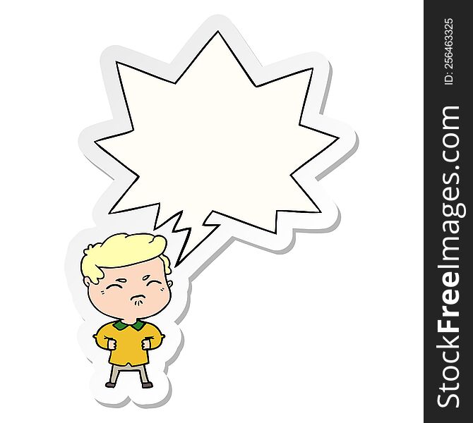 Cartoon Annoyed Man And Speech Bubble Sticker