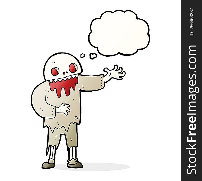Cartoon Spooky Zombie With Thought Bubble
