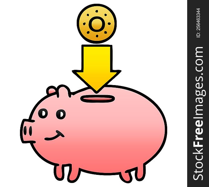 Gradient Shaded Cartoon Piggy Bank