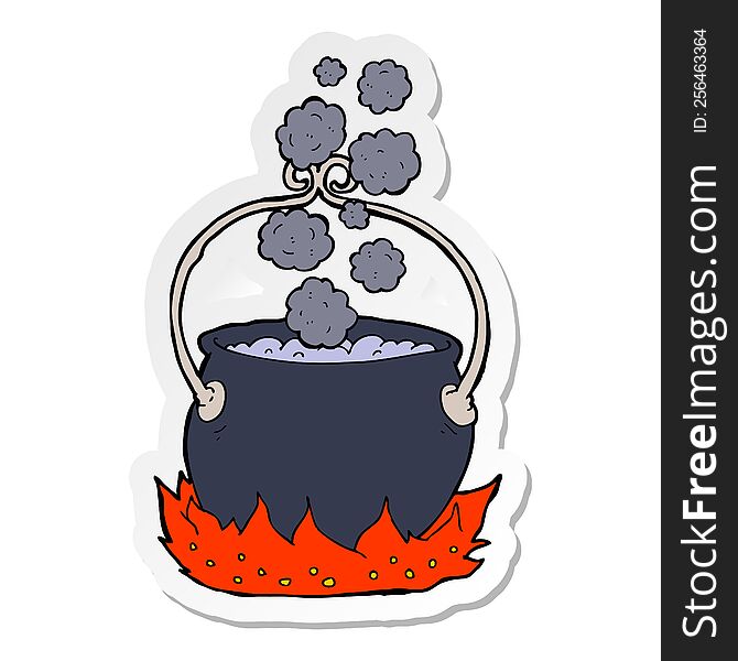 Sticker Of A Cartoon Witchs Cauldron