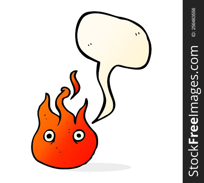 Cartoon Flame Symbol With Speech Bubble