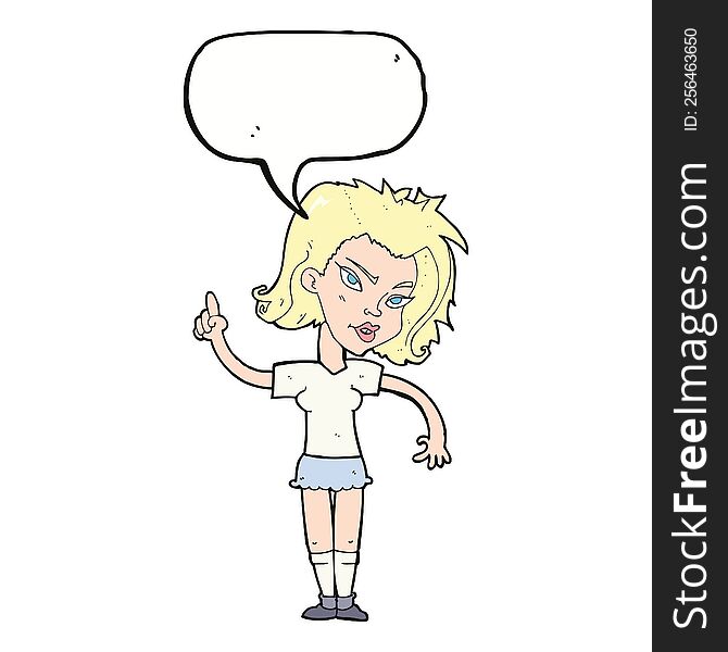 cartoon woman with idea with speech bubble