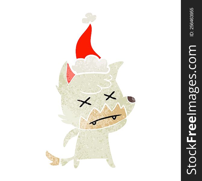 Retro Cartoon Of A Dead Fox Wearing Santa Hat