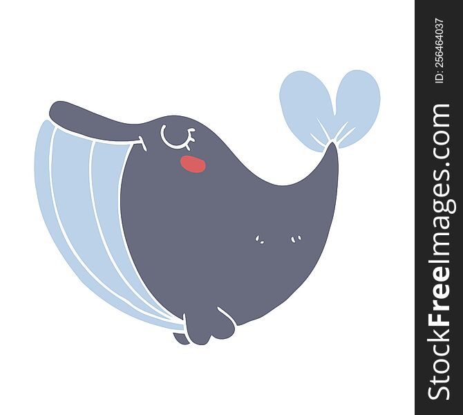 Flat Color Style Cartoon Whale