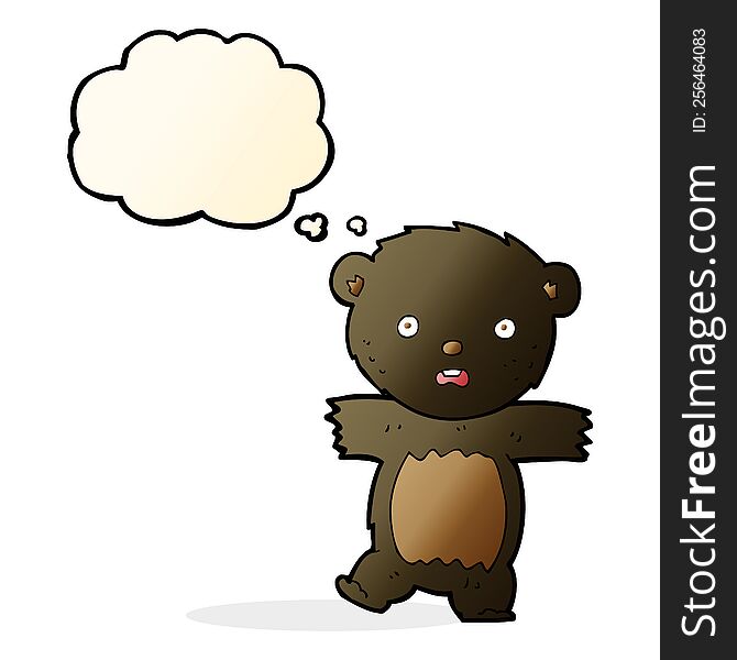Cartoon Shocked Black Bear Cub With Speech Bubble