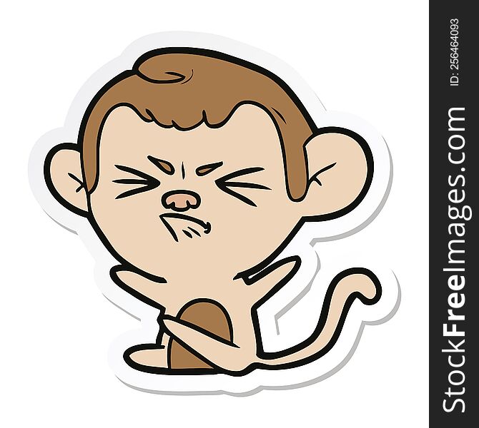 sticker of a cartoon angry monkey