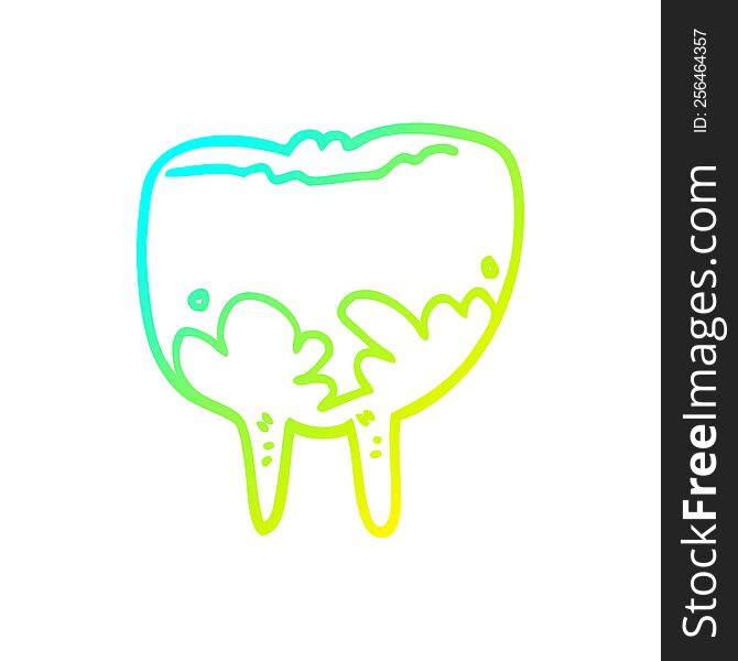 Cold Gradient Line Drawing Cartoon Tooth