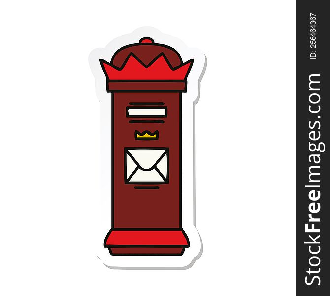sticker of a cute cartoon post box