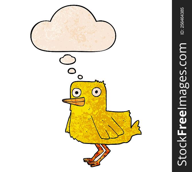 cartoon duck with thought bubble in grunge texture style. cartoon duck with thought bubble in grunge texture style