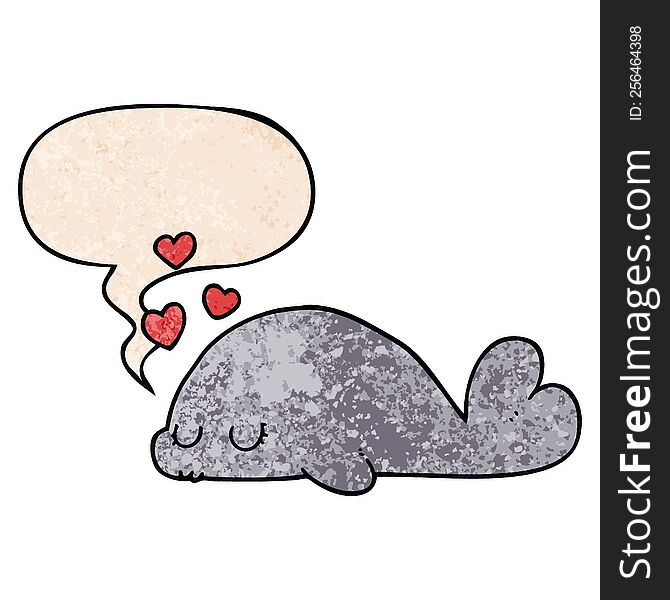 Cute Cartoon Dolphin And Speech Bubble In Retro Texture Style