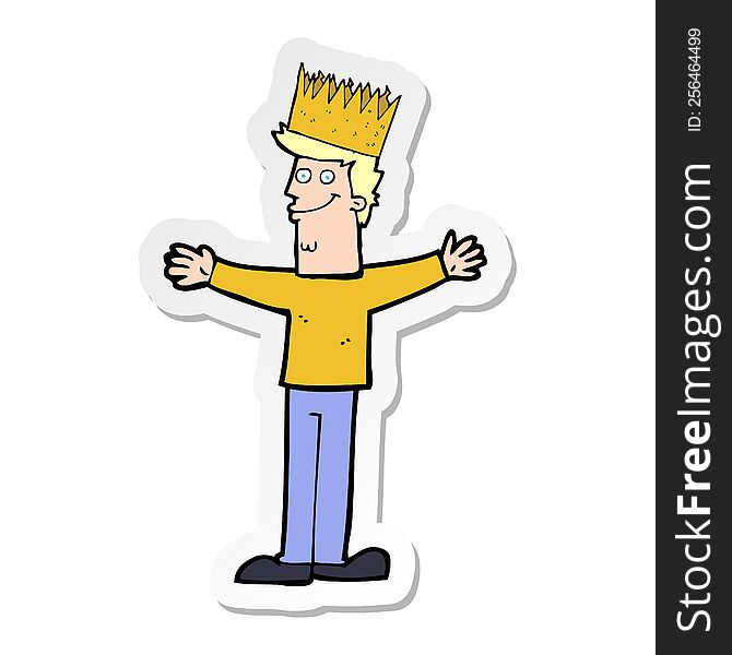 sticker of a cartoon man wearing crown