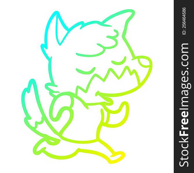 Cold Gradient Line Drawing Friendly Cartoon Fox Running