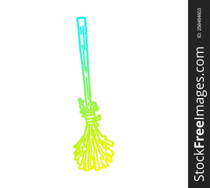 Cold Gradient Line Drawing Cartoon Magic Broom Sticks