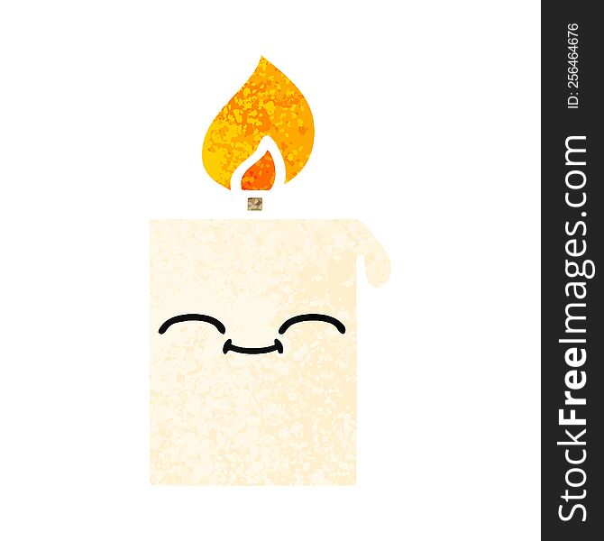 Retro Illustration Style Cartoon Lit Candle