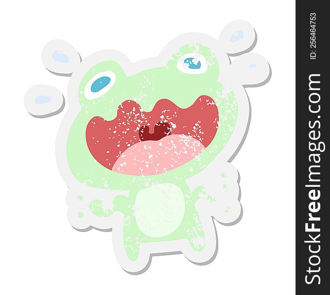 Cartoon Frog Frightened Grunge Sticker