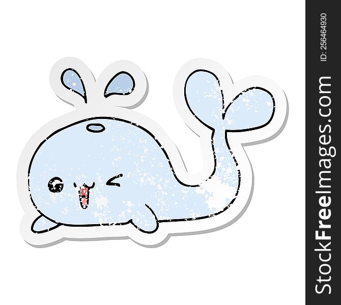 Distressed Sticker Of A Cartoon Whale