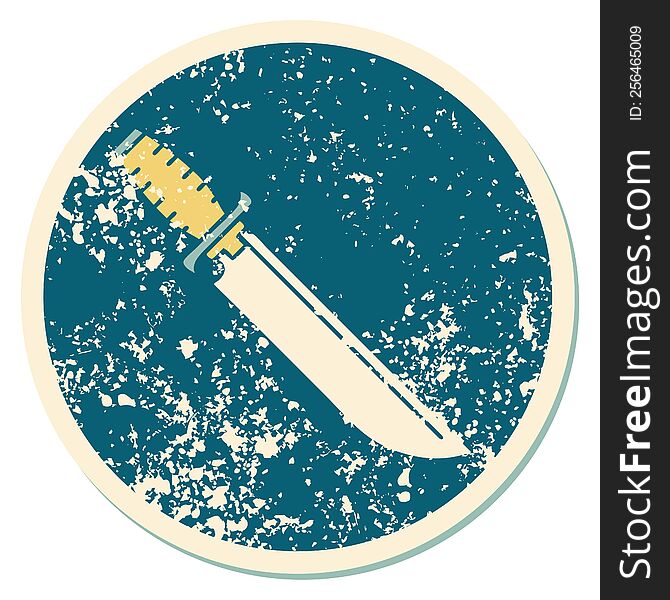 Distressed Sticker Tattoo Style Icon Of Knife