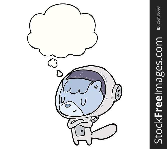 cartoon astronaut animal with thought bubble. cartoon astronaut animal with thought bubble