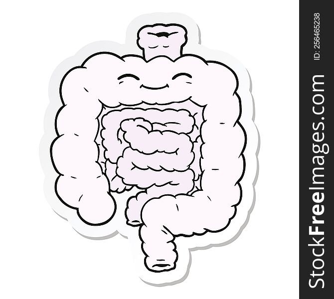 sticker of a cartoon intestines