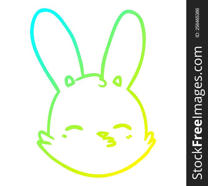 Cold Gradient Line Drawing Cartoon Bunny Face Considering
