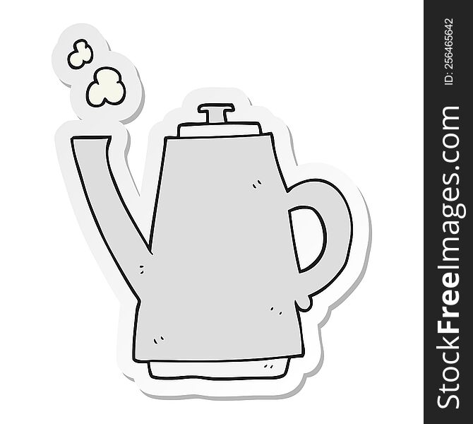 Sticker Of A Cartoon Coffee Kettle
