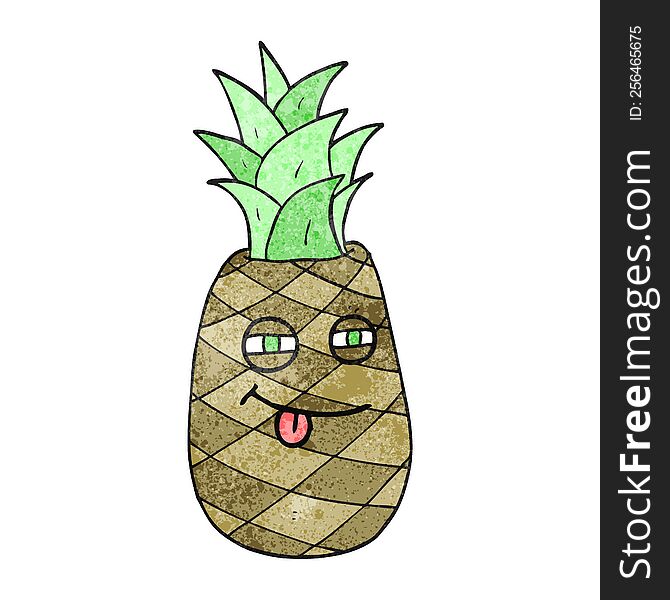 freehand drawn texture cartoon pineapple
