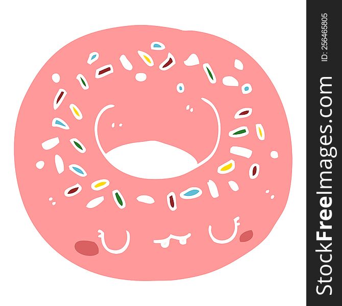 Flat Color Style Cartoon Donut