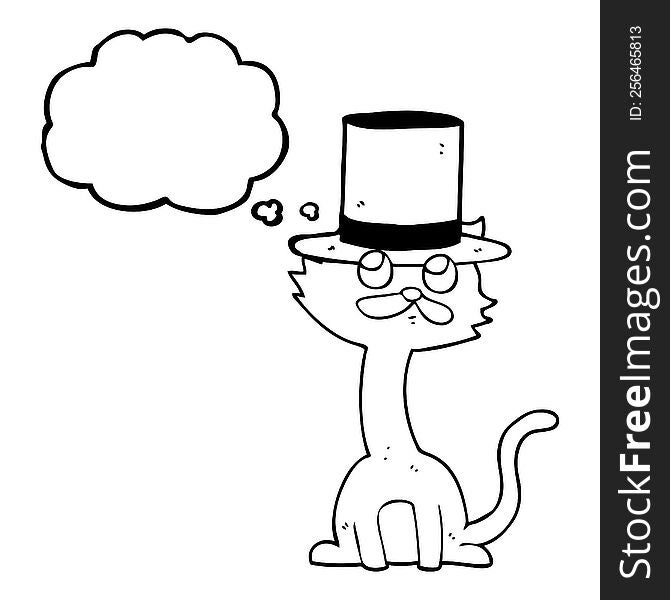 Thought Bubble Cartoon Cat In Top Hat