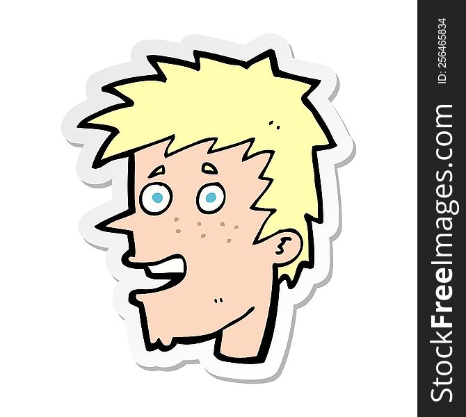 Sticker Of A Cartoon Happy Boy Face