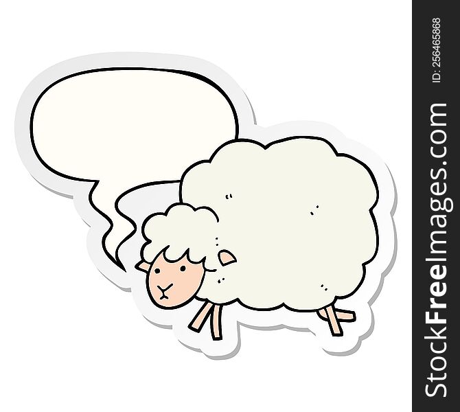 Cartoon Sheep And Speech Bubble Sticker