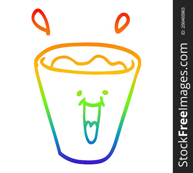 rainbow gradient line drawing of a cartoon happy drinks