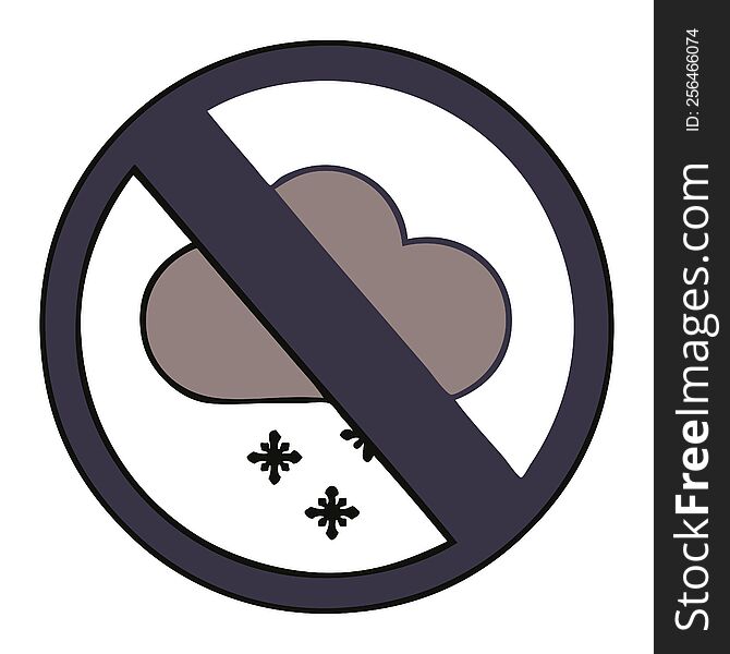 cute cartoon of a snow cloud warning sign