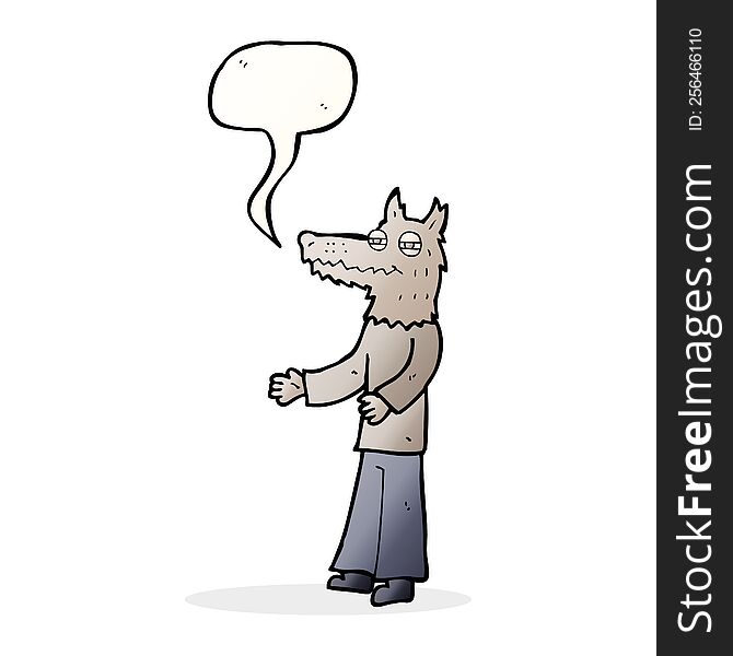 Cartoon Wolf Man With Speech Bubble