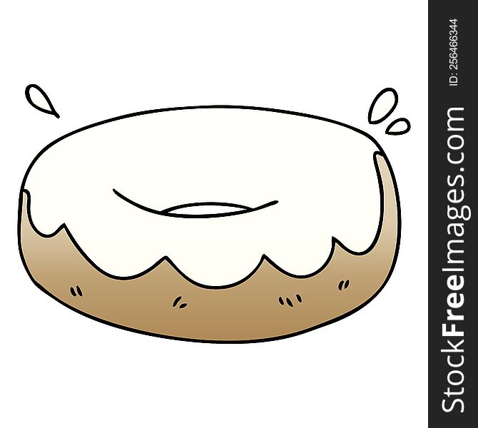 gradient shaded quirky cartoon iced donut. gradient shaded quirky cartoon iced donut