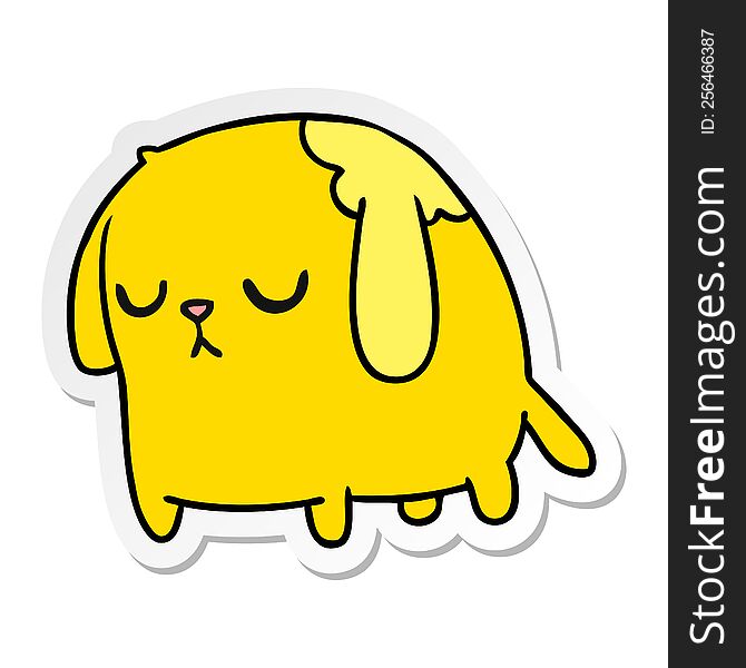 sticker cartoon of cute sad kawaii dog