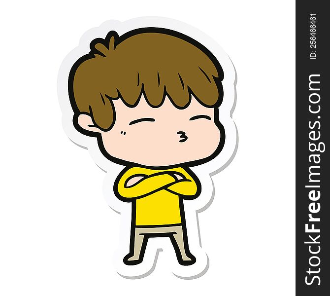 Sticker Of A Cartoon Frustrated Man