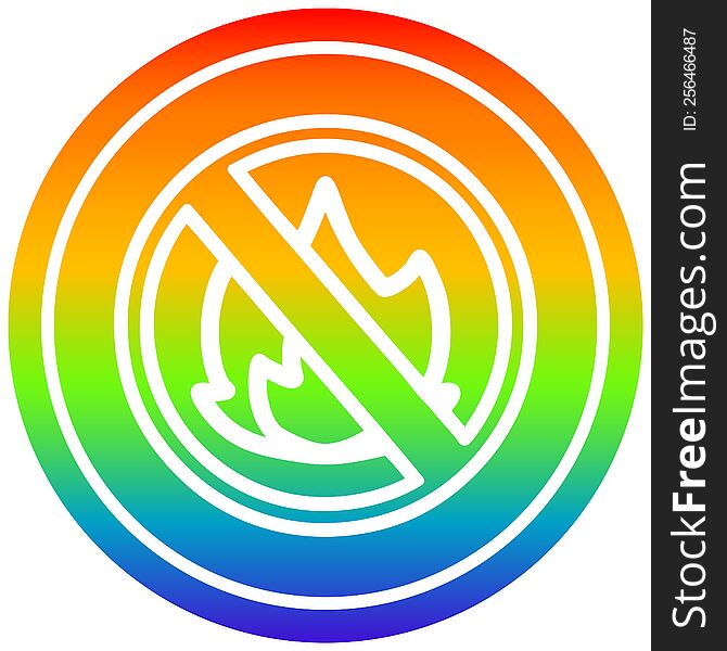no flames circular icon with rainbow gradient finish. no flames circular icon with rainbow gradient finish