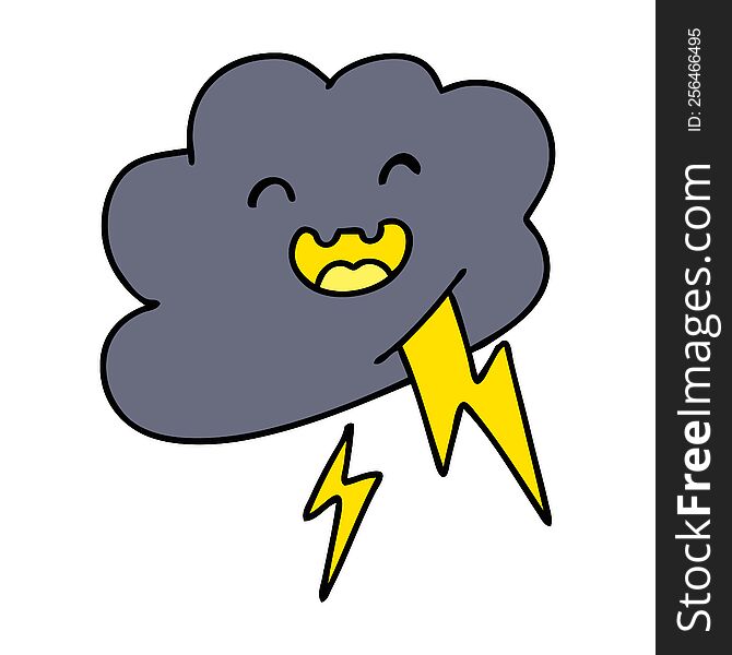 cartoon of a happy storm cloud shooting lightning bolts