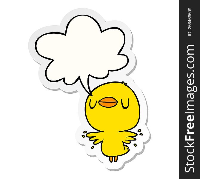 cute cartoon chick flapping wings with speech bubble sticker