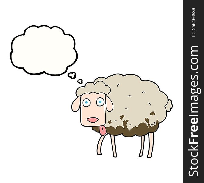 Thought Bubble Cartoon Muddy Sheep