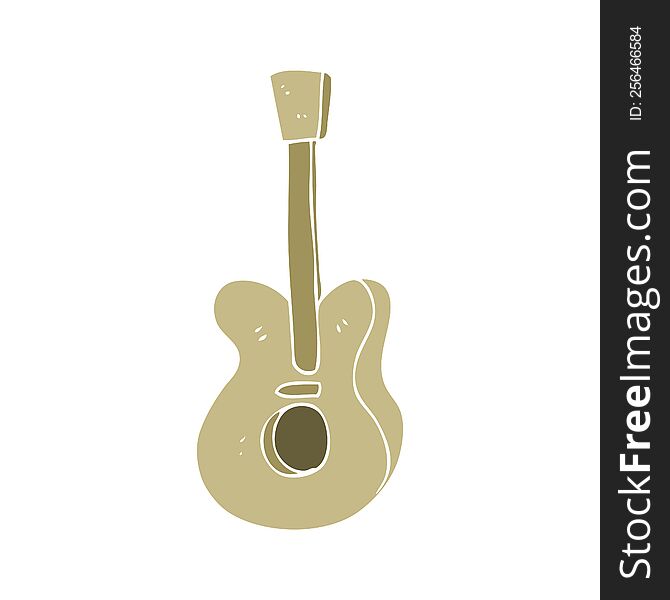 Flat Color Illustration Of A Cartoon Guitar