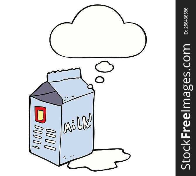 cartoon milk carton with thought bubble. cartoon milk carton with thought bubble