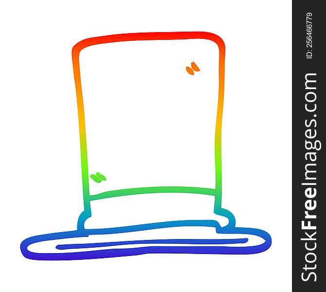 rainbow gradient line drawing of a cartoon top hat