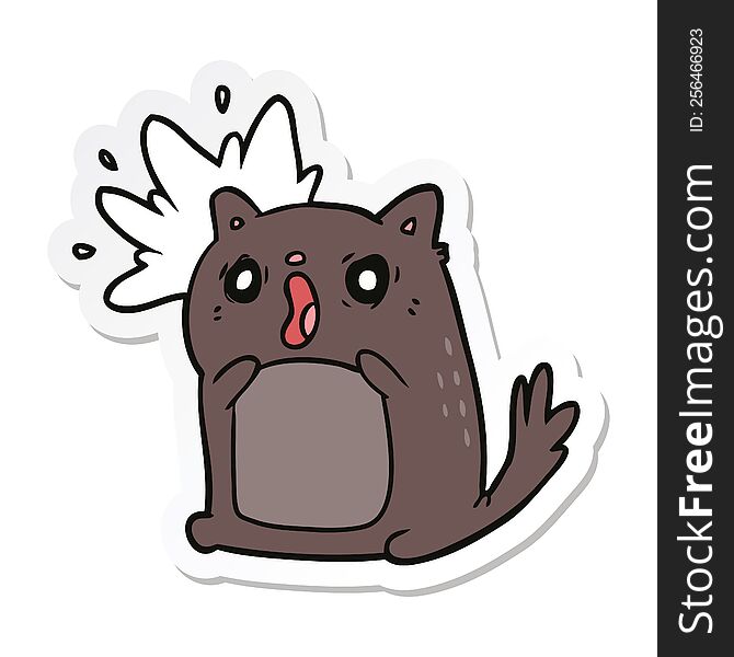 Sticker Of A Cartoon Shocked Cat